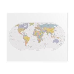 World Map Poster — Rolled Educational Map Print for Home, Office & Classroom