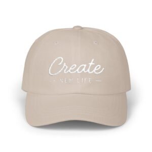 Create New Life — Embroidered White Baseball Cap for Regular Use