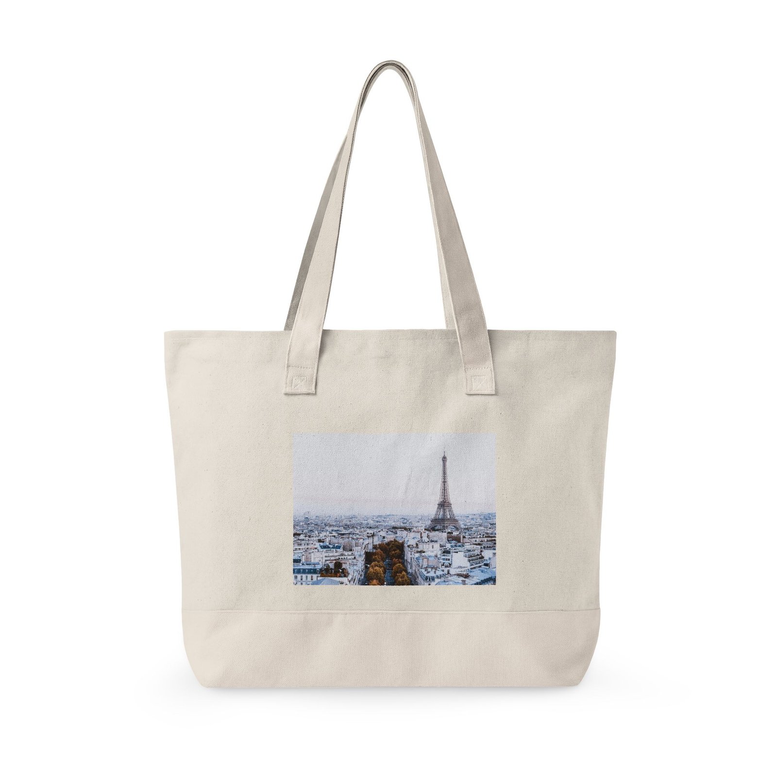 Canvas Tote Bag — Scenic Floral Meadow & River Photo Print Zippered Tote - Image 3