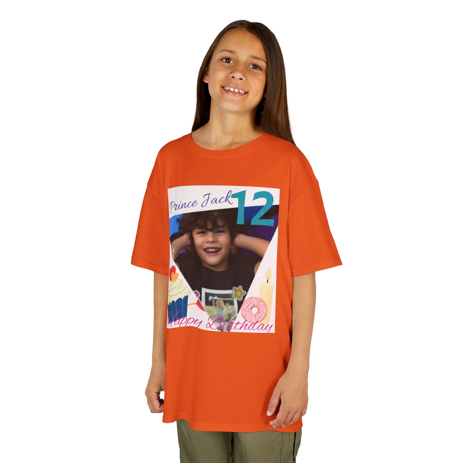 Happy Birthday custom Name Photo & Year T-Shirt — First Birthday Custom Name Tee with Cupcake & Donut Design - Image 17