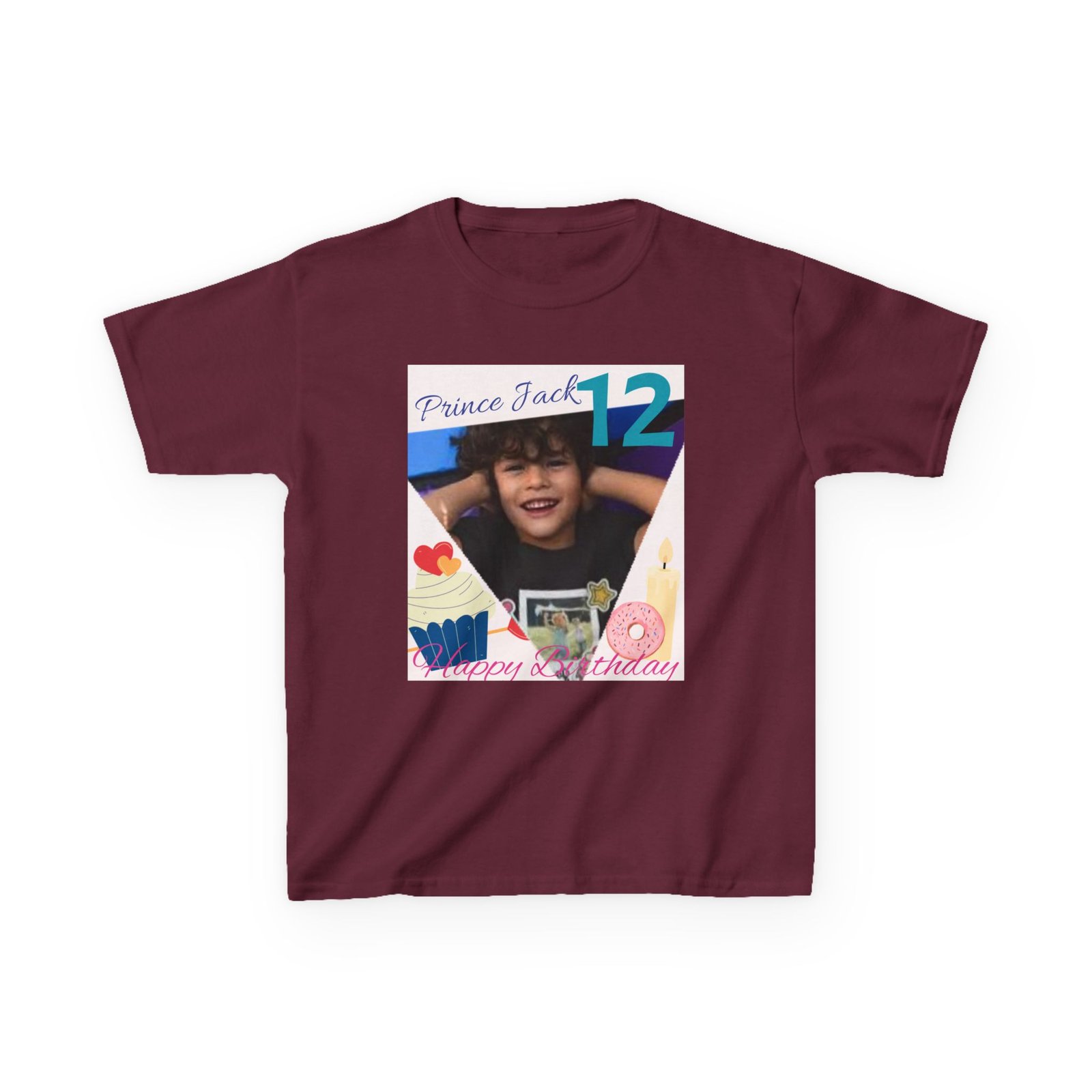 Happy Birthday custom Name Photo & Year T-Shirt — First Birthday Custom Name Tee with Cupcake & Donut Design - Image 19
