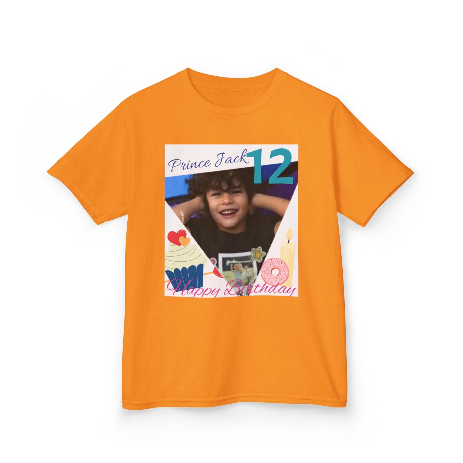 Happy Birthday custom Name Photo & Year T-Shirt — First Birthday Custom Name Tee with Cupcake & Donut Design - Image 13