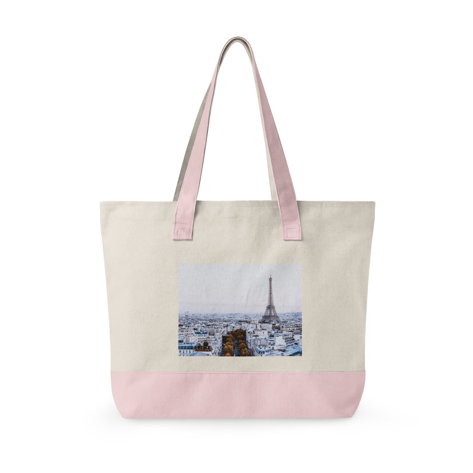 Canvas Tote Bag — Scenic Floral Meadow & River Photo Print Zippered Tote