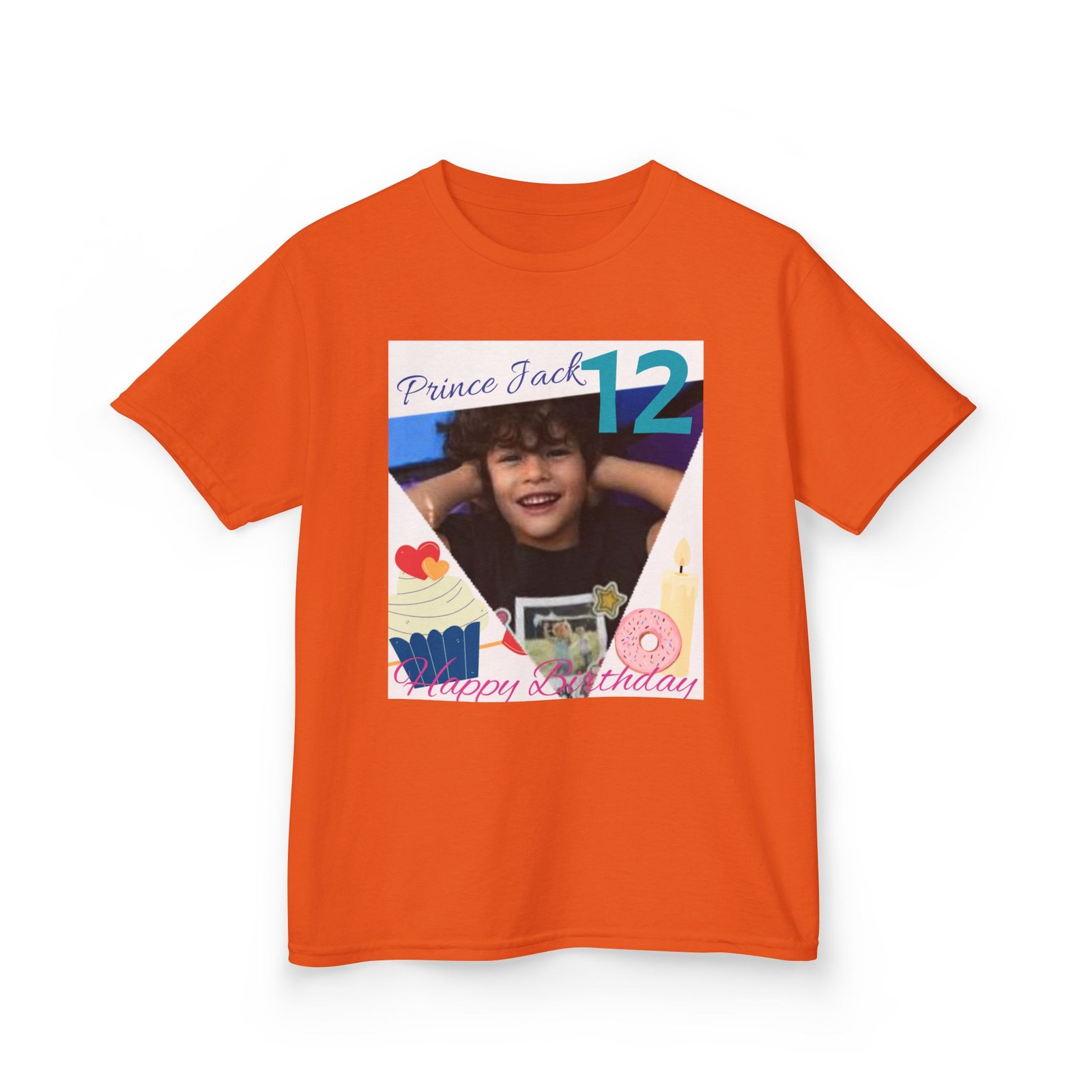 Happy Birthday custom Name Photo & Year T-Shirt — First Birthday Custom Name Tee with Cupcake & Donut Design - Image 16