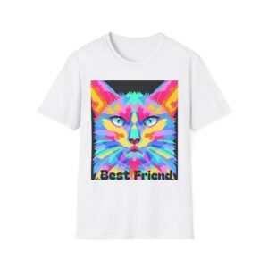 Colorful Pop Art Cat T-Shirt — "Best Friend" Graphic Tee