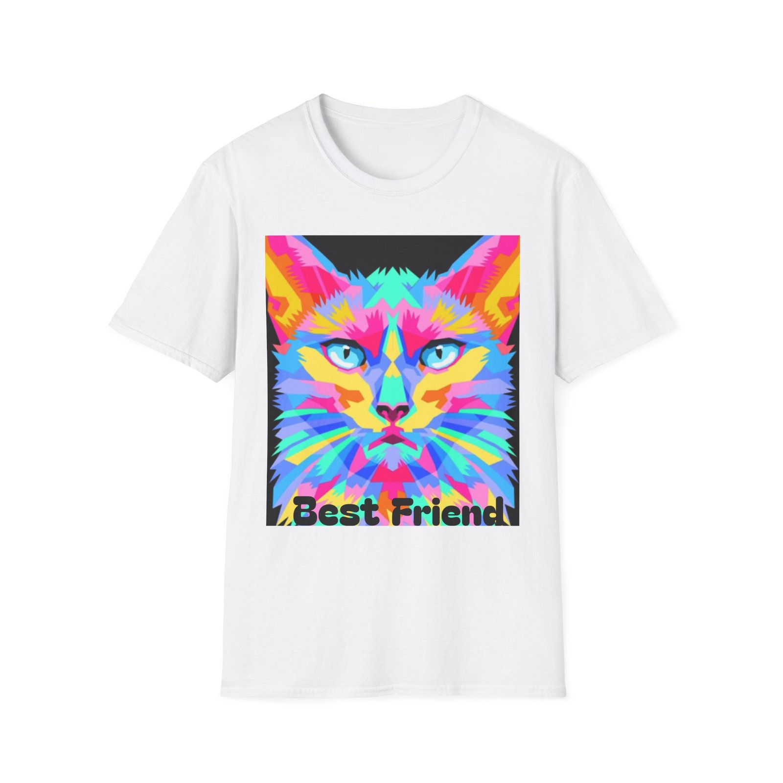 Colorful Pop Art Cat T-Shirt — "Best Friend" Graphic Tee