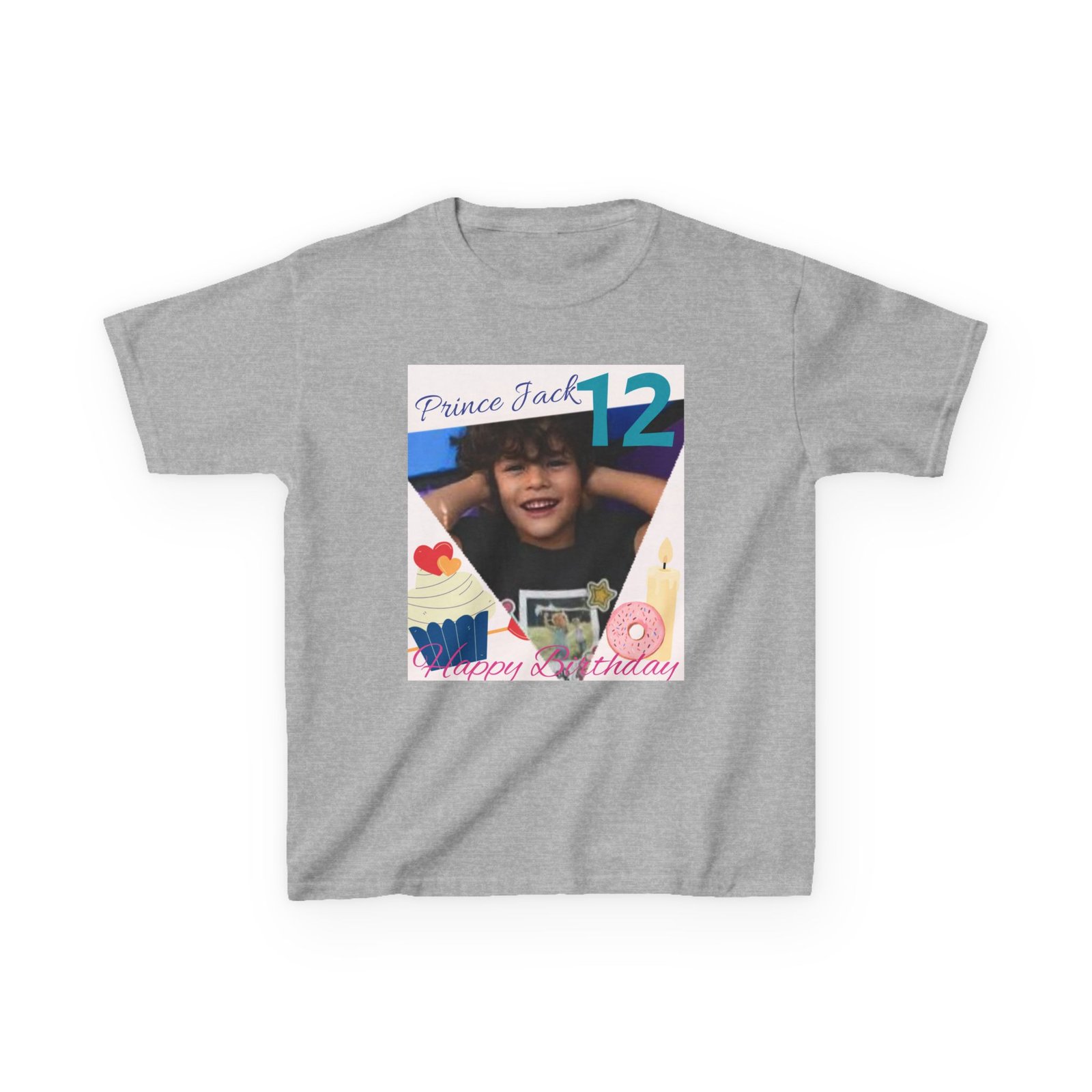 Happy Birthday custom Name Photo & Year T-Shirt — First Birthday Custom Name Tee with Cupcake & Donut Design - Image 11
