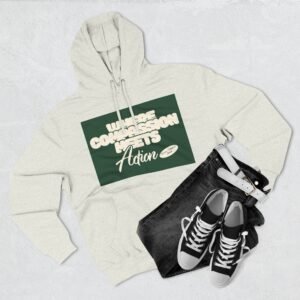 Three-Panel Fleece Hoodie — Vintage Ship Graphic & "Where Compassion Meets Action" Motivational Design